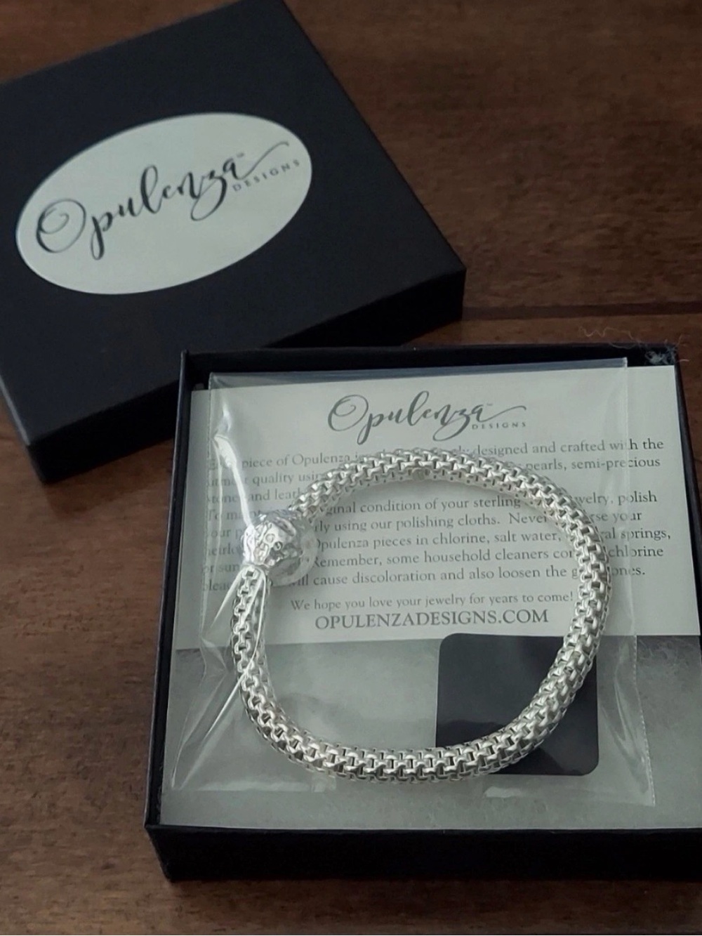Opulenza Designs Sterling Silver Mesh Stretch Ball Bracelet NEW W/BOX Jewelry